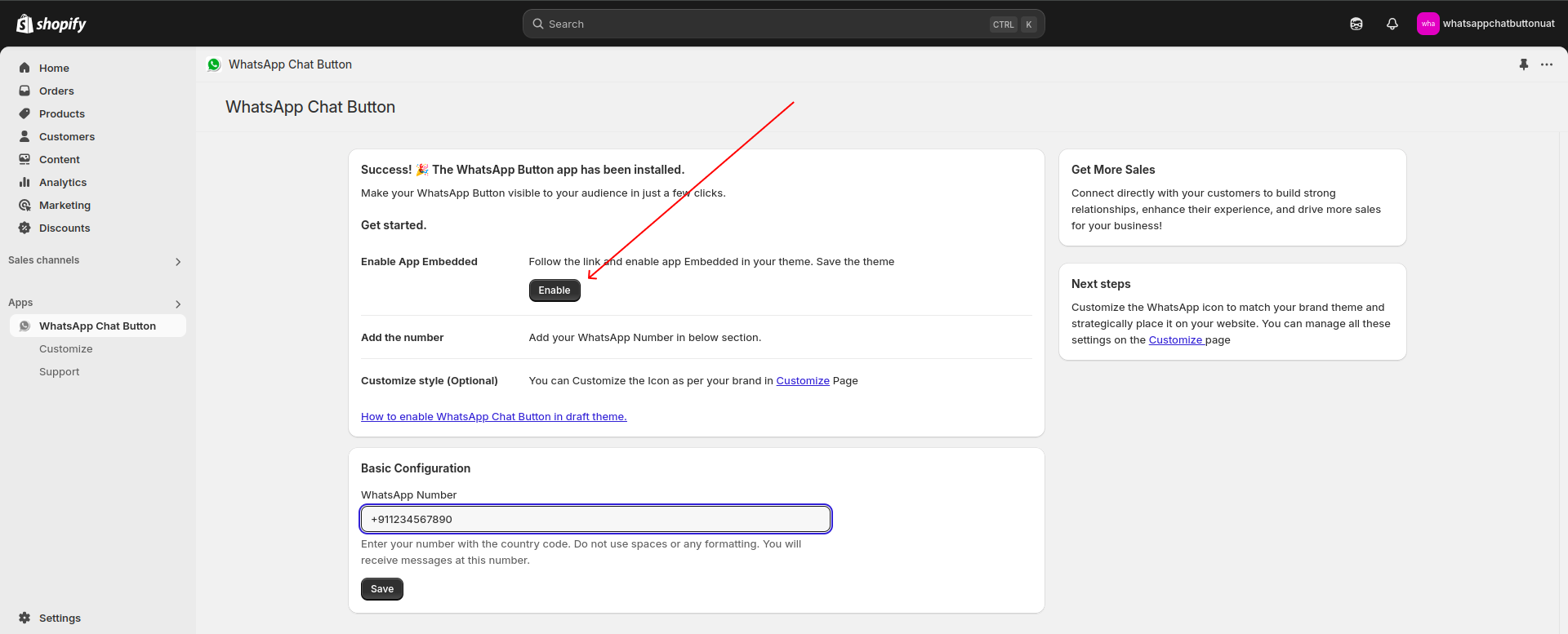 Enable App Embedded